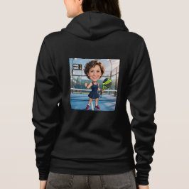 Rolig skräddarsydd svart karikatyr padel-spelare h t shirt