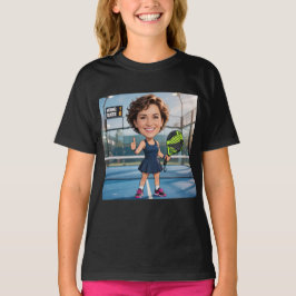 Rolig skräddarsydd svart karikatyr padel-spelare m t shirt