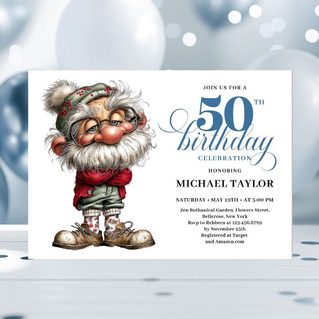 Rolig skrattar högt man som fyller 50 inbjudan (Funny Laugh Out Loud Man Turning 50 Invitation)