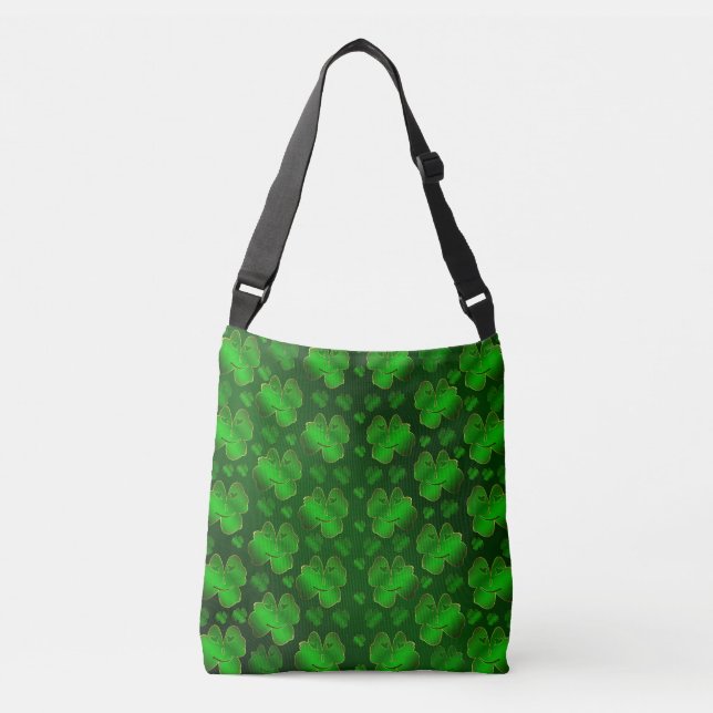 rolig, skrattar, shamrocks, grön, st patricks dag axelväska (Framsida)
