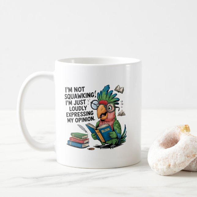 Rolig skrikande fågel sarkasm  kaffemugg (Med munk)