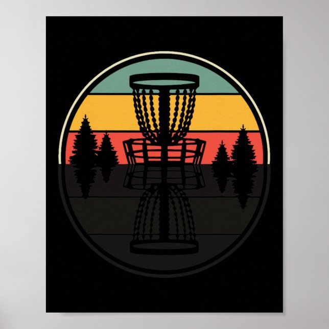 Rolig skuggdesign Vintage Retro Discgolf Frisbee Poster (Framsidan)