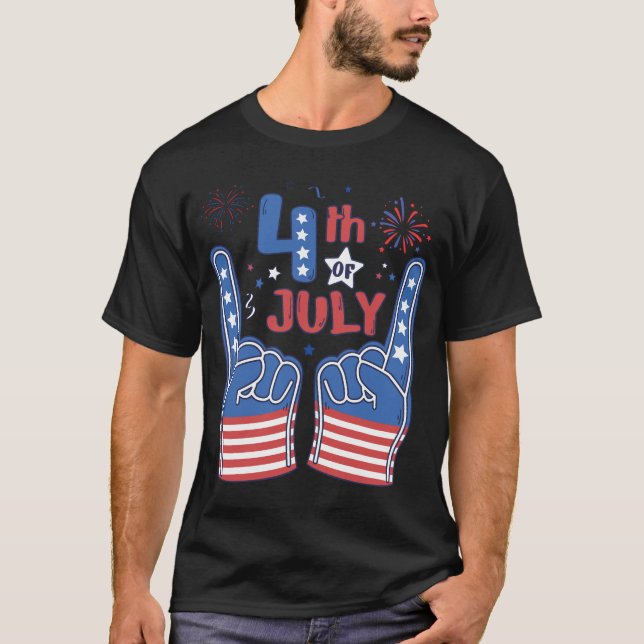 Rolig Skumhand 4:e Juli för barn män pojkar T Shirt (Framsida)