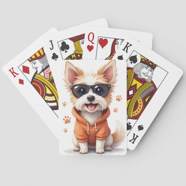 Rolig Skye Terrier Kawaii Hund Casinokort (Baksidan)