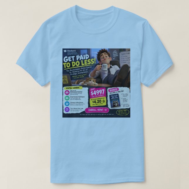Rolig SlackerU Arbets-Meme T-Shirt Present (Design framsida)