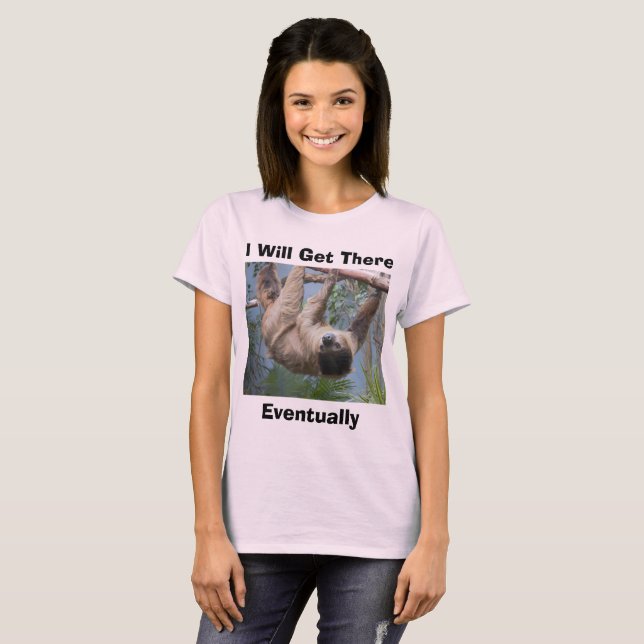 Rolig Sloth Tee Shirt (Hel framsida)