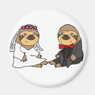 Rolig Slothbrud och brudgumbröllop Magnet