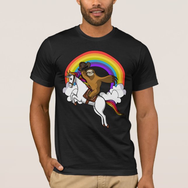 Rolig SlothCowboy som rider den Magical T Shirt (Framsida)