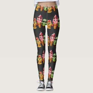 Rolig Smältande Glasskvad Kawaii Karaktär Konst Leggings