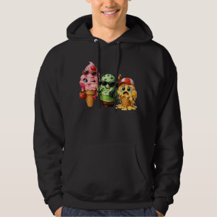 Rolig Smältande Glasskvad Kawaii Karaktärsdesign Hoodie