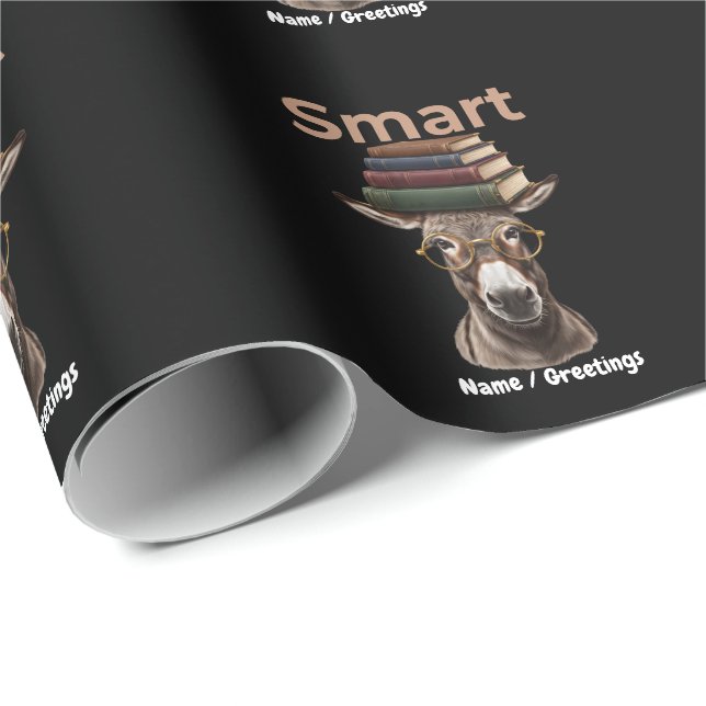 Rolig Smart Åsna Bokorm Retro Glasögon Grafik Presentpapper (Rullad Hörn)
