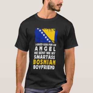 Rolig smart Bosnisk pojkvän Bosnien flagga T Shirt