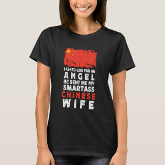 Rolig smartass kinesisk fru Kina Flagga makar T Shirt