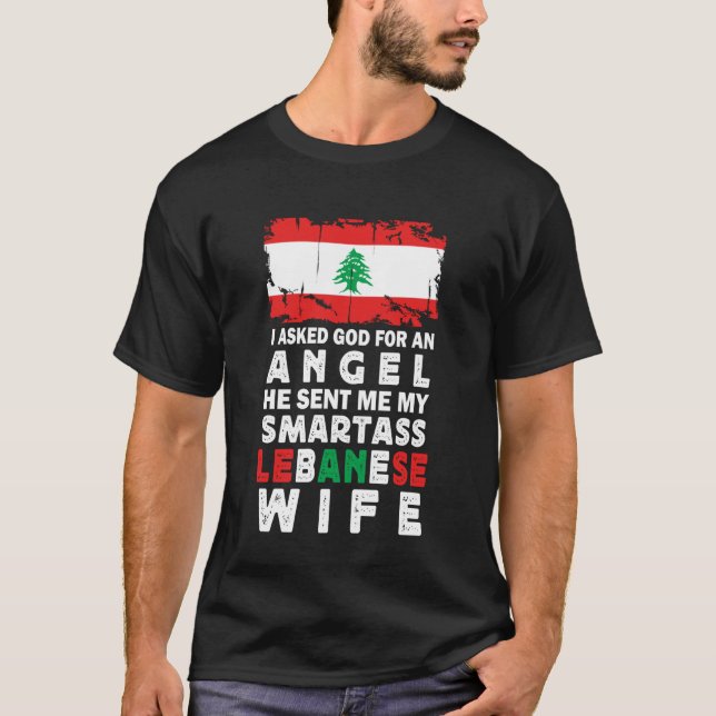 Rolig smartass libanesisk fru Libanon flagga makar T Shirt (Framsida)