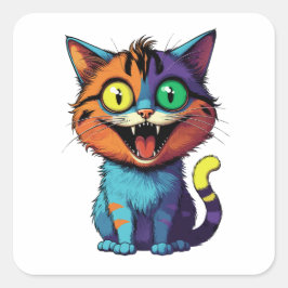 Rolig - Smile Cat - Fyrkantigt Klistermärke