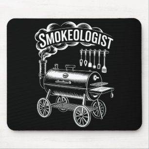 Rolig smokeologist som säger bbq rökmarinör grill musmatta