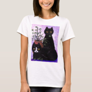 Rolig smoking Creationarts för kattkonstsvart Tee Shirt