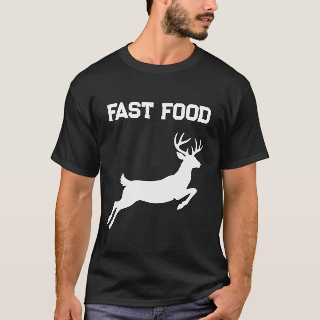 Rolig Snabbmat Hoppar Älgjakt T Shirt (Framsida)