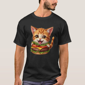 Rolig Snabbmat Katt Burger Älskare Söta Katter Che T Shirt