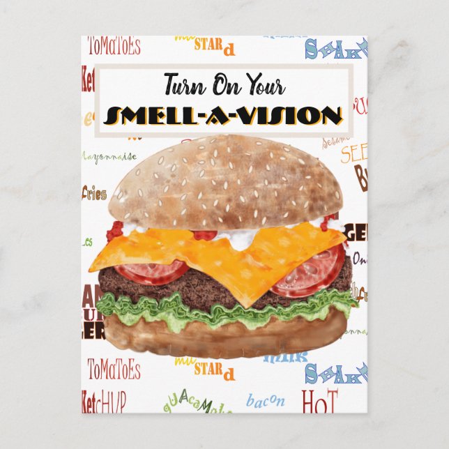 Rolig snabbmatshamburgare vykort (Framsida)