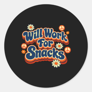 Rolig Snacksälskare Mat Humor Retro Groovy Runt Klistermärke