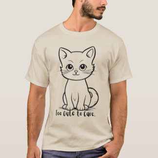 Rolig Snällig Katt "För Söt För Att Bry Sig Om" Ka T Shirt