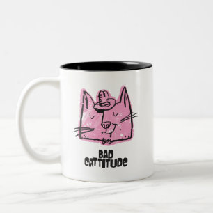 Rolig Snarkig Dålig Kattattityd Kattmugg Två-Tonad Mugg