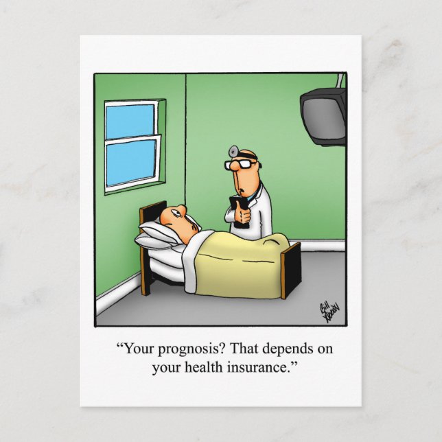 Rolig "Snart frisk"-humor Postkort Vykort (Framsida)