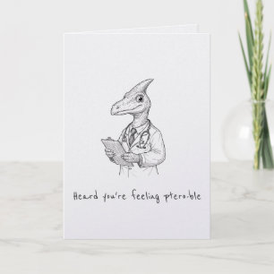Rolig "Snart frisk"-kort Dinosaurie Puns Humor Kort