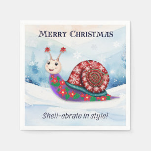 Rolig Snigel Snö Puns Humor Nyhet Jul Pappersservett