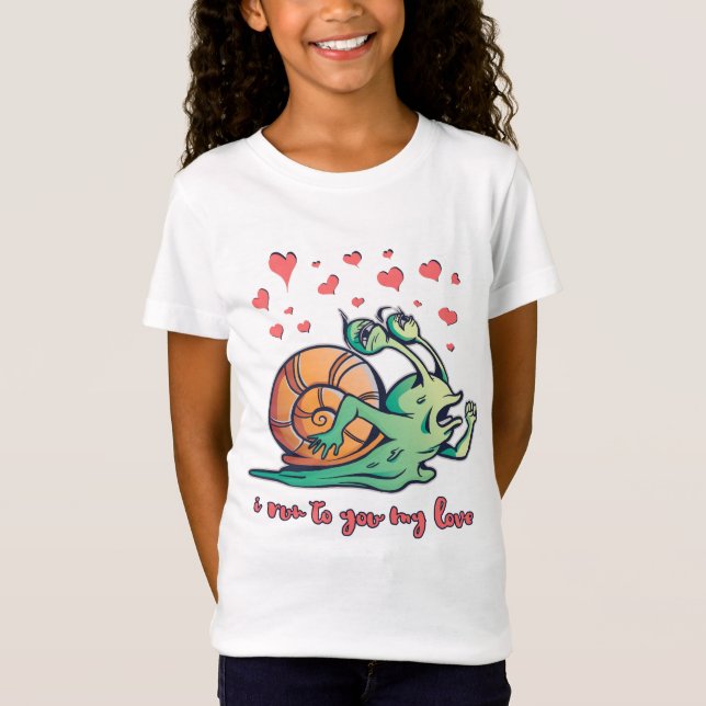 Rolig Snigel Valentine Körning T Shirt (Framsida)