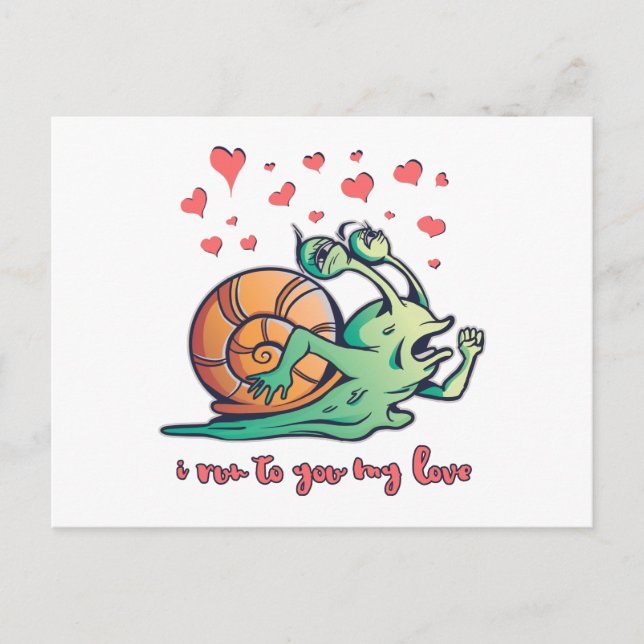 Rolig Snigel Valentine Löpning Vykort (Framsida)