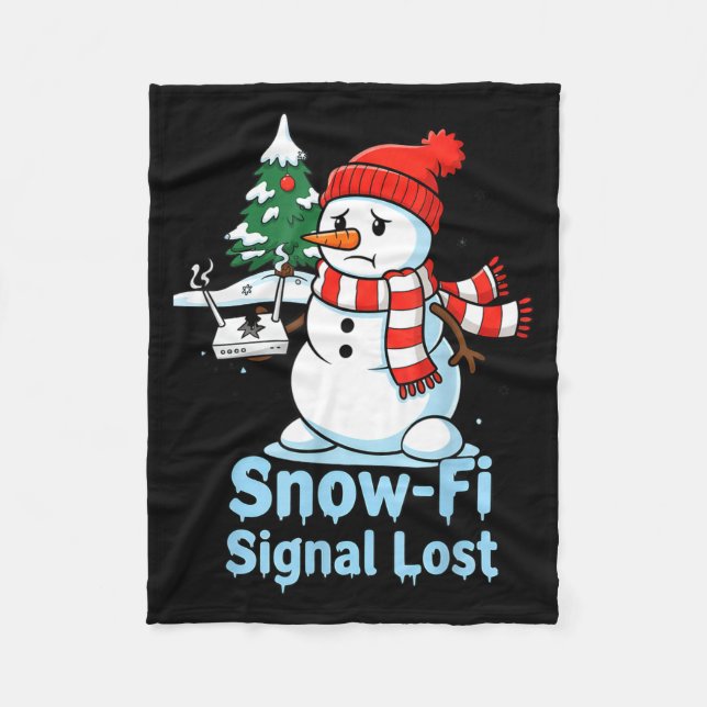 Rolig Snö-fi Signal Förlorad Snöman Juldesign Fleecefilt (Framsidan)