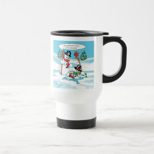 Rolig snögubbe med den varma chokladtecknaden resemugg