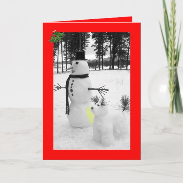 Rolig snögubbejul helgkort (Framsida)