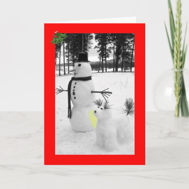 Rolig snögubbejul helgkort (Framsida)