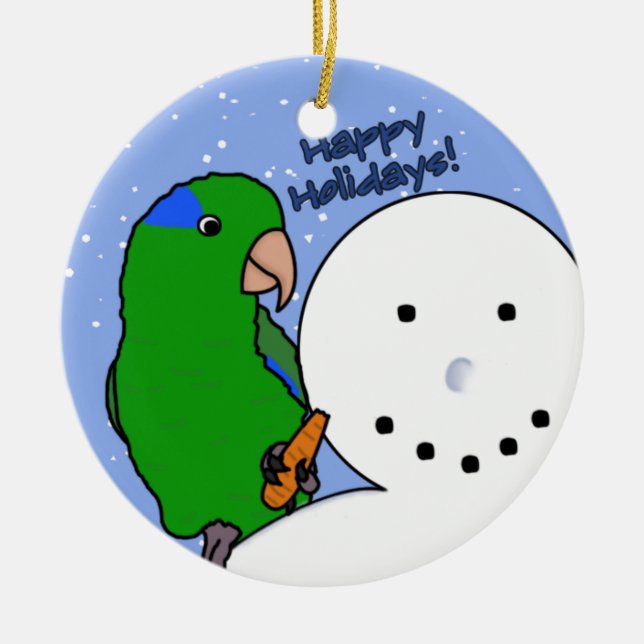 Rolig snögubbeParrotlet prydnad Julgransprydnad Keramik (Framsidan)