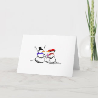 Rolig snögubbepinne upp julkort helgkort