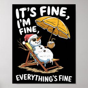 Rolig Snöman Jul i Juli Xmas Sommar Jul Poster
