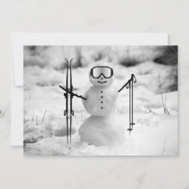 Rolig Snöman Jul Vinter Sport Skidresa  Julkort