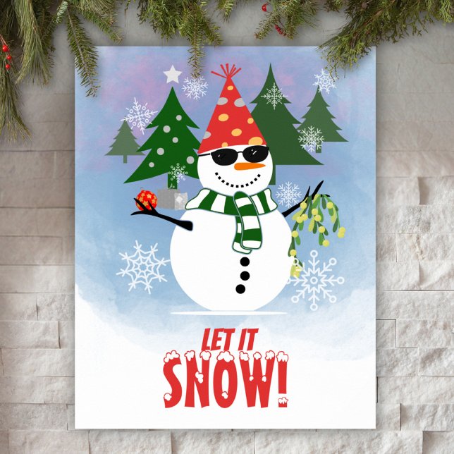 Rolig Snöman Låt Det Snöa Julplansch Poster (Skapare uppladdad)