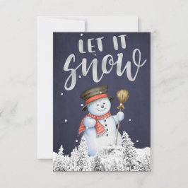Rolig Snöman | Låt Det Snöa Silver Typografi Kort