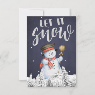 Rolig Snöman Låt Det Snöa Silver Typografi Kort