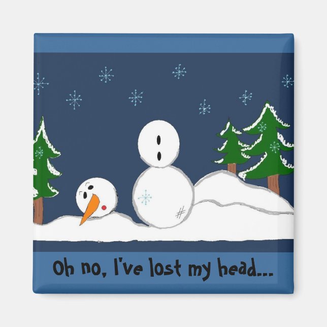 Rolig Snöman med talesätt Magnet (Framsidan)