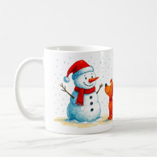 Rolig Snöman och Hund Vinter Kaffemugg