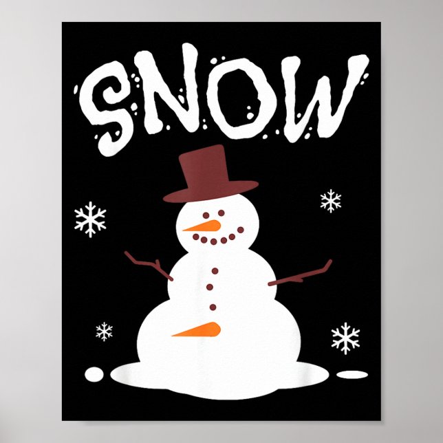 Rolig Snöman Och Snöslunga Matchande Julpar Poster (Framsidan)