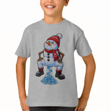 Rolig Snöman som Bajsar Isbitar Snö Humor