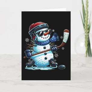 Rolig Snöman som Spelar Ishockey Älskare Pojkar Fl Kort