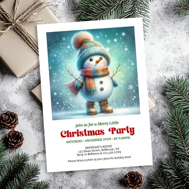 Rolig snömannen inbjudan semester redigerbar (Inviting funny snowman invite holiday cheer digital

)