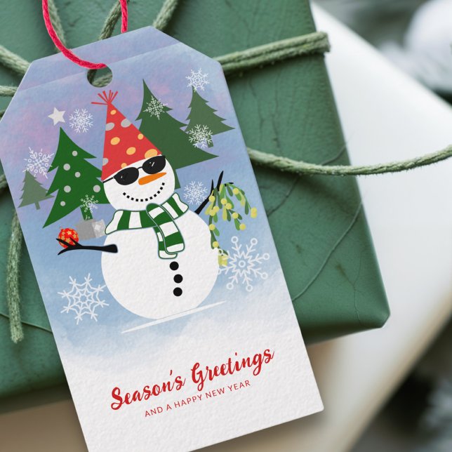 Rolig Snömannen Jul Presentetikett (Skapare uppladdad)